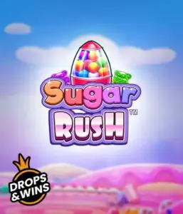 Experience the colorful world of the Sugar Rush slot game by Pragmatic Play, featuring a vibrant candy dispenser on a dreamy background of candyland. This graphic portrays the joy and thrill of the slot, enhanced with multicolored candies and charming typography. Ideal for candy lovers, delivering hours of fun. 